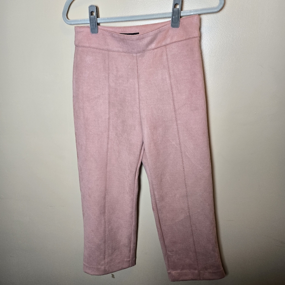 Ann Taylor Petite Blush Pink Faux Suede Size 2P NEW Cropped Straight Leg Pants - Picture 7 of 12